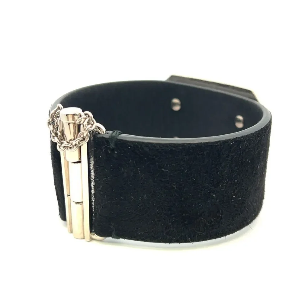 Chanel Interlocking Cc Logo Leather Cuff Bracelet